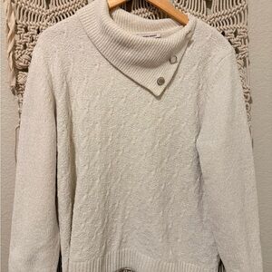 Allison Daley Super Soft Cream Sweater XL – Women’s Cowl Neck Polyester Pullover